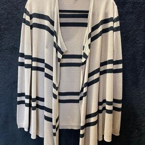 Striped Open-Front Cardigan Sweater
